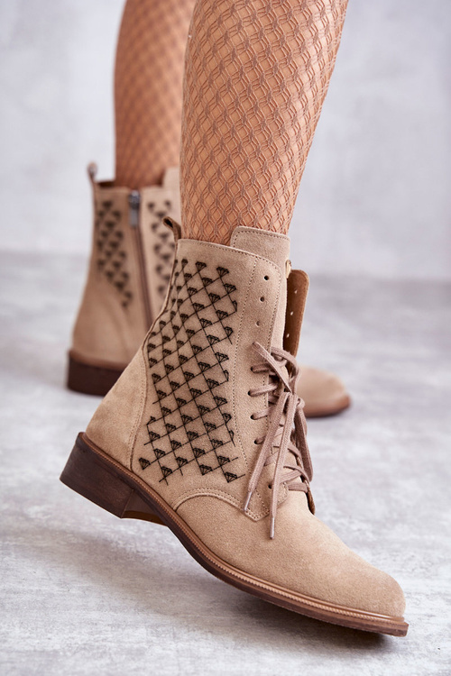 Čipky -up semišové topánky Nicole 2751 béžová