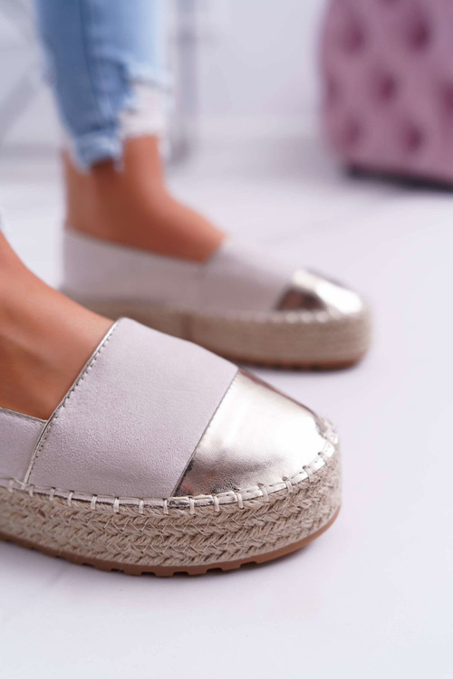 Ženské espadrilles béžové ringer platforma