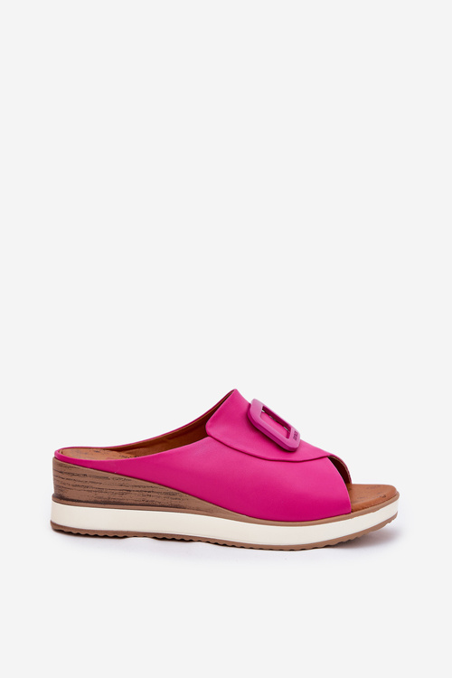 Dámske Kožené Sandále Na Klíne Fuchsie Artiker 56C2147
