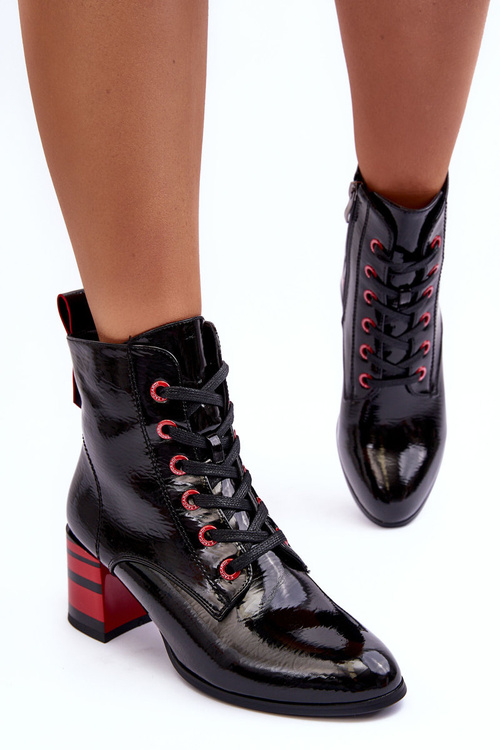 Lakované Boty Na Podpatku Černé SBarski MR870-49