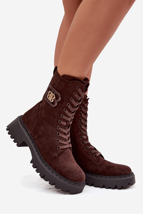 Dámske Wokrery čižmy s ozdobným prvkom izolované čokoládové Kalindra