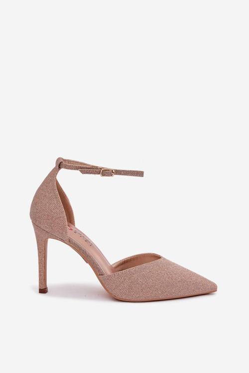 Tepelné vysoké podpätky s pásikom šampanský Joranne