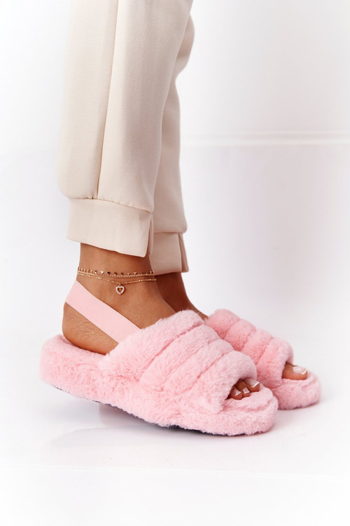 Kožešinové Papuče Na Platformě Světle Růžové Snowflake