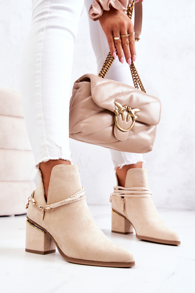 Semišové topánky kovbojské topánky s pruhmi béžová iness