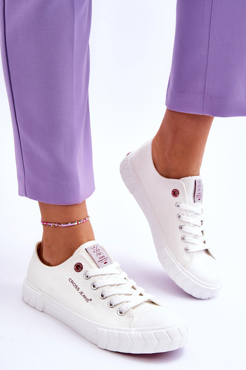 Klasické dámske krížové džínsy LL2R4052 Biele tenisky