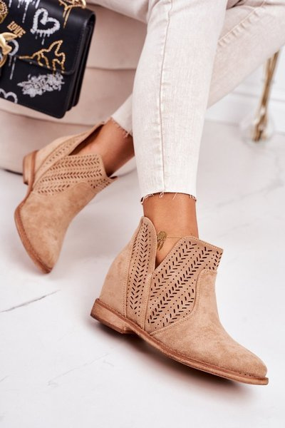 Prolamované Boty Na Klínu Béžové Melanie
