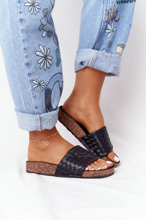 Kožené Nazouváky Na Korkové Podrážce Černé Catalina