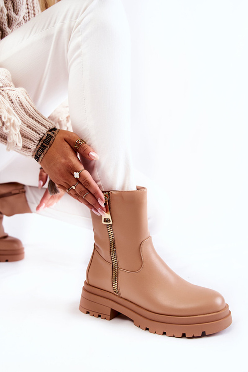 Dámské teplé kozačky se zipy Nude Jette