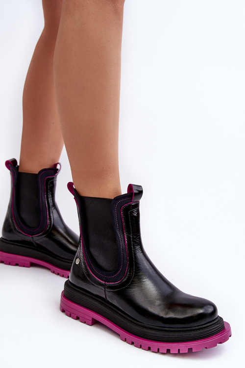 Dámské kožené boty sztyblety Maciejka 06199 černé