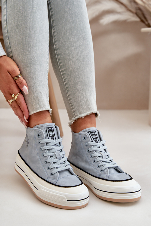 Zateplené Dámské Tenisky Na Platformě Eko Kůže Big Star OO274069 Modré