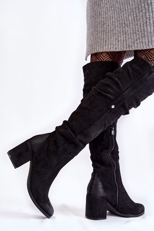 Semišové topánky za kolenom la.fi 270065b-Su čierna