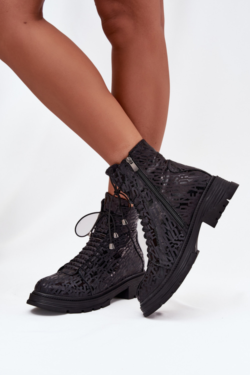 Kožené dámske pracovné čižmy s izoláciou na zips Artiker 57C2257 Čierne