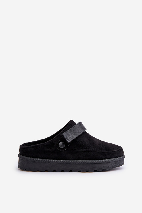 Dámske Šľapky Zateplené Kožušinou Na Platforme Čierne Azida