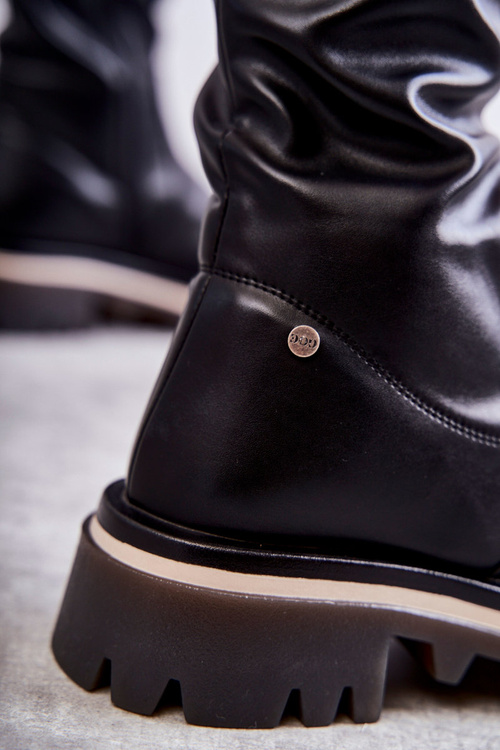 Kožené boty Přes koleno GOE KK2N4024 Černe