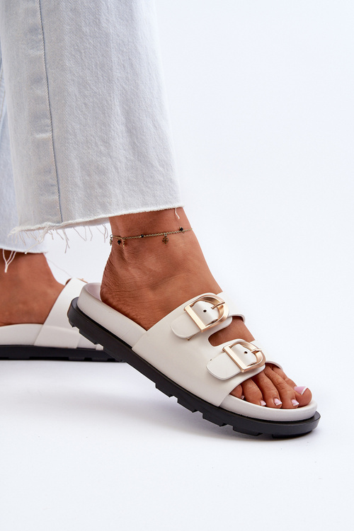 Dámske Sandále z Eko Kože so Sponami Biele Valmira