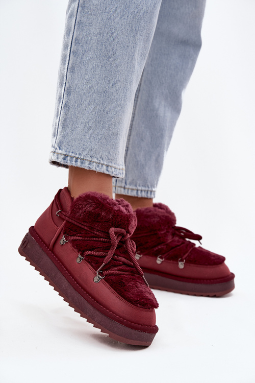 Nízké sněhule na platformě s kožíškem D.Franklin DFSH370011 bordové