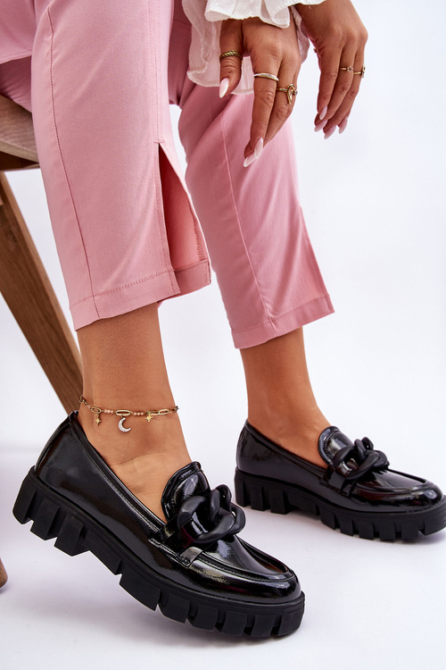 Dámské Lakované mokasíny na platformě Černe Bennett