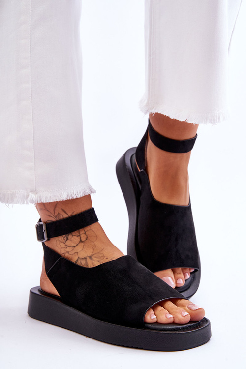 Pohodlné dámske sandále na platforme Black Rub