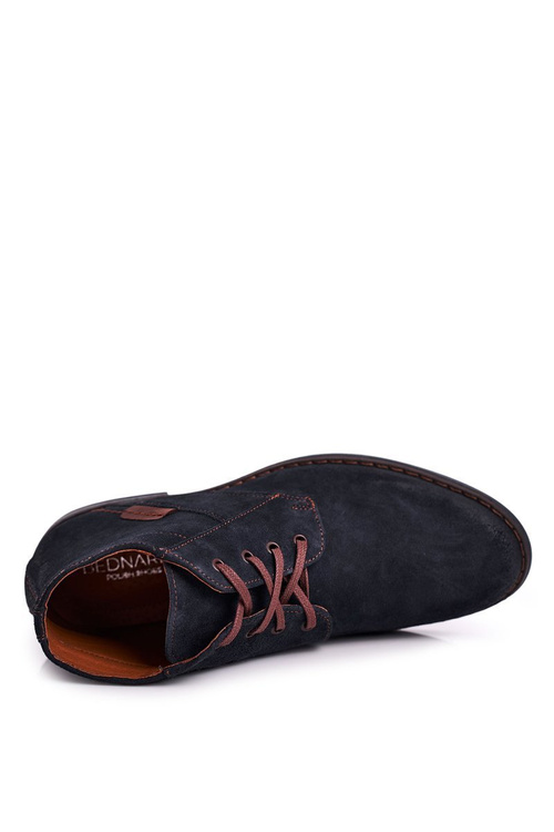 Pánské Kožené Boty Botičky BEDNAREK Tmavě Modré