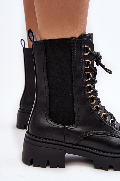 Kožené černé pracovní botky pro ženy Charmea