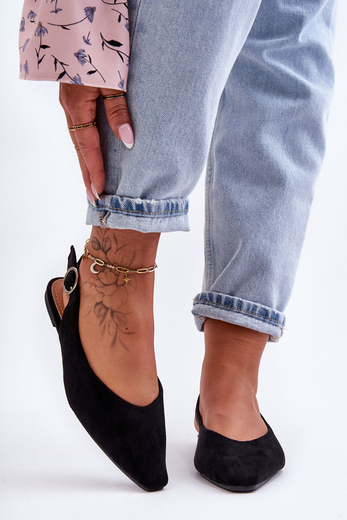 Dámské semišové baleríny černé Kenra