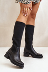 Vkladané Čižmy S Elastickým Zvrškom Nad Koleno Čierne Vaimi