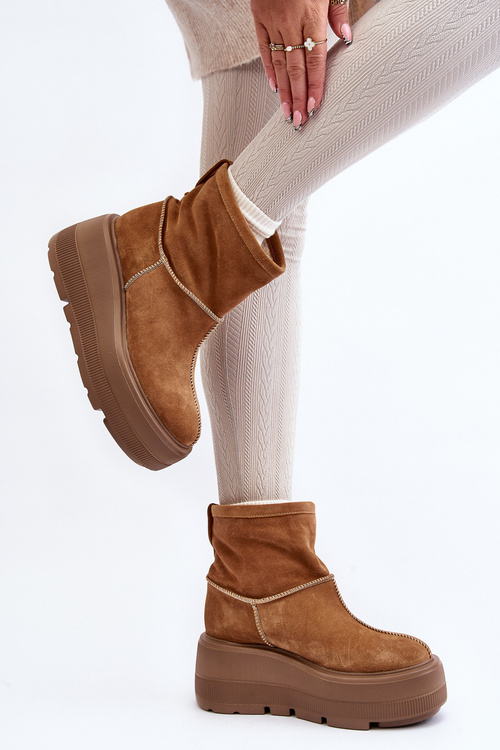 Kožené dámské boty na masivní podrážce Camel Zazoo 3424