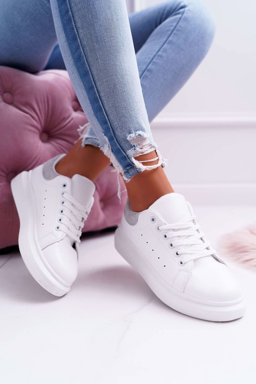 Dámská Sportovní Obuv se silnou Podrážkou Bílé Šedé Skirt