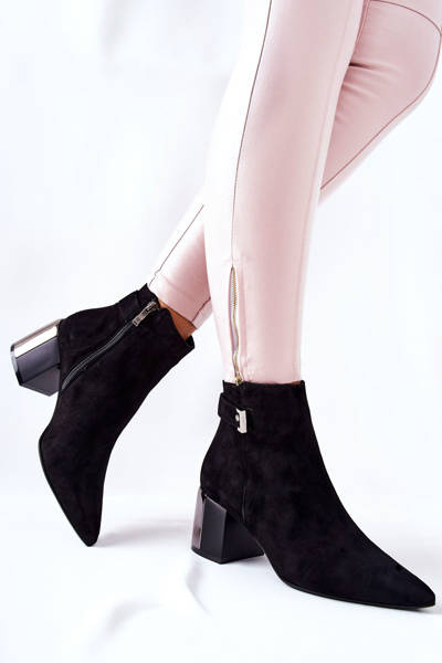 Kožené Boty Na Podpatku Laura Messi černé 2354