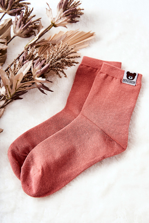 Dětské ponožky s medvídkem Tmavě růžová