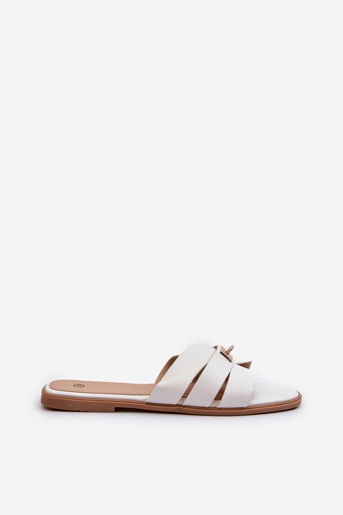 Dámské rovné sandály s ozdobou Bílé Kavinia