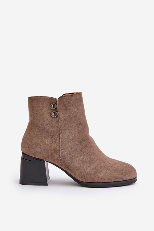 Dámské Botky Na Podpatku Se Zipem Tmavě Béžové Tinamar