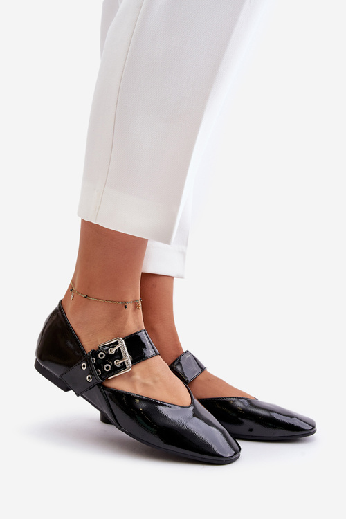 Lakované Baletky S Pásikom Čierne Azirae