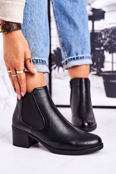 Dámské Izolované Chelsea Boty Na Podpatku Černé Forevermore