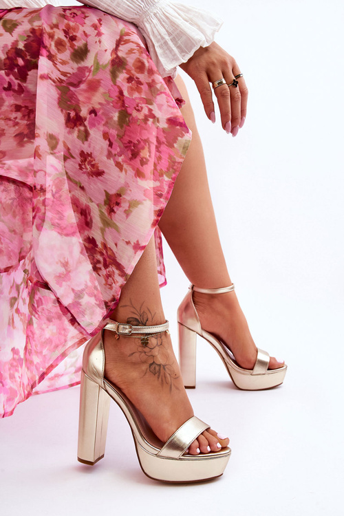 Kožené Sandály Na Vysokém podpatku A Platformě Golden Sky Dream