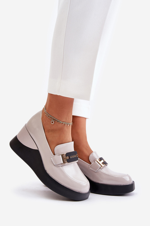 Lakovane Mokasíny Na Platforme Sivé Vinceza 58337