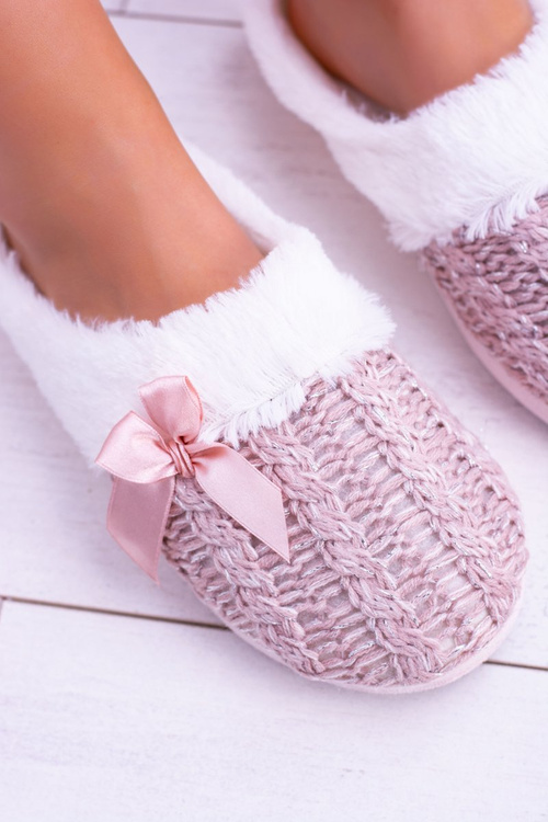 Pink Dámske papuče patričky s kožušinou Dezi