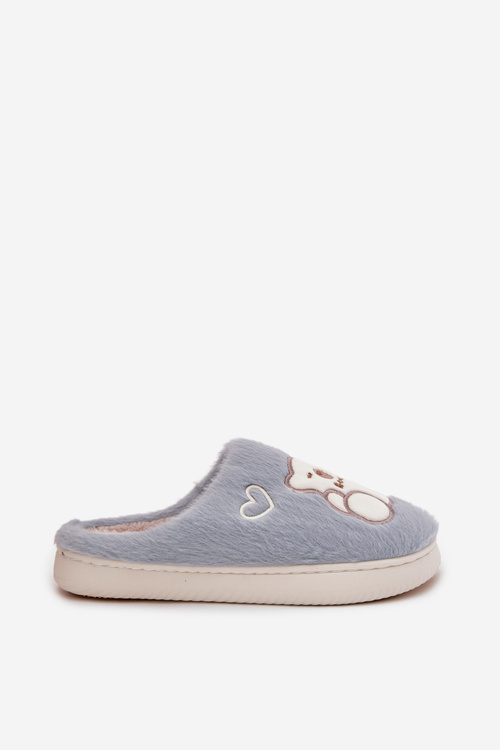Chlpaté papuče s medveďom modré Noralie