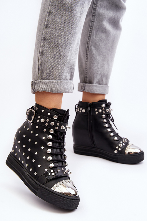 Dámske topánky zdobené zdvihákmi lu boo čierny