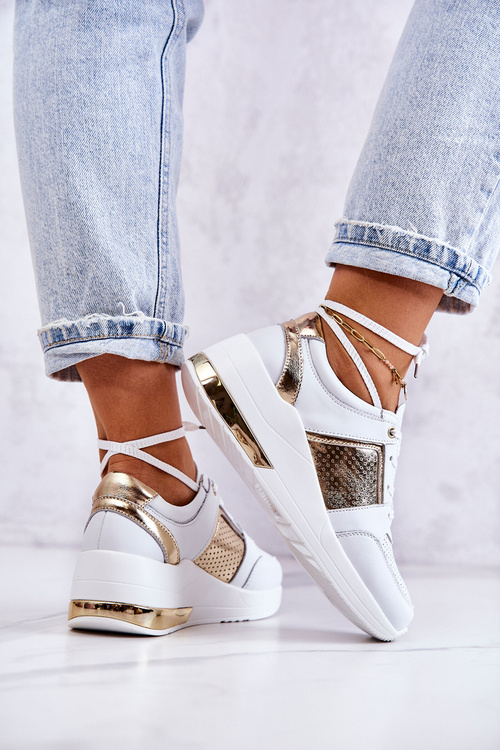 Dámské kožené sportovní boty na klínu bílá Larson