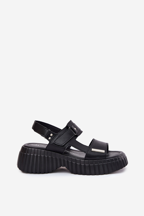 Kožené Dámské Sandály Na Platformě Černé Mertella