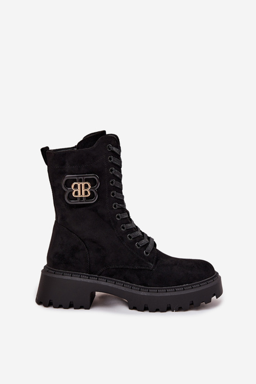 Dámske Workery Čižmy S Dekoratívnym Prvkom Zateplené Čierne Kalindra