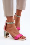 Zamszové sandále na opätku Fuksia Pholia