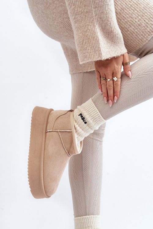 Dámské Sněhule Na Hrubé Podrážce Beige Caliksa