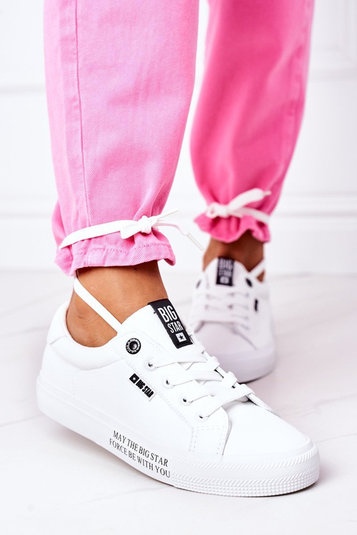 Dámske kožené tenisky s nápisom Big Star EE274316 biela