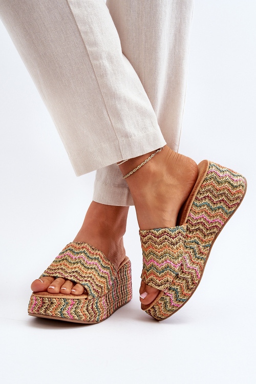 Dámské žabky na podpatku béžové Vanarila