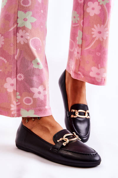 Kožené mokasíny S Dekorací Černá Millario