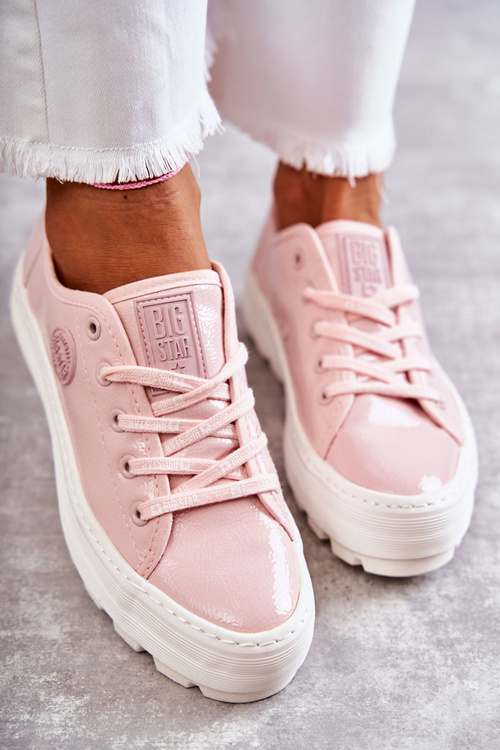 Módne lakované veľké hviezdy KK274047 Pink tenisky