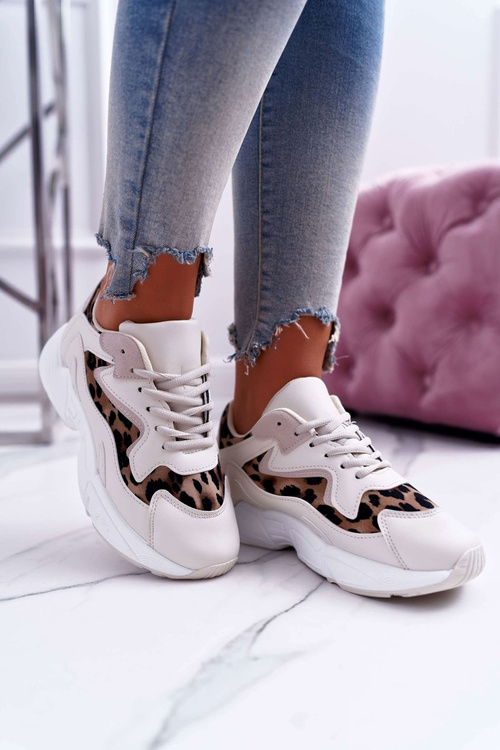 Dámske športové béžové topánky Leopard Mezeno