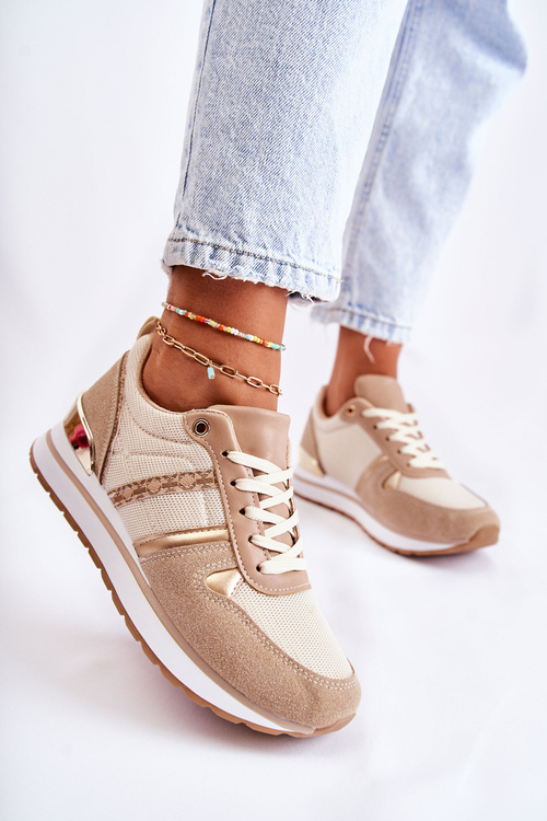 Klasické dámske zviazané športové topánky Elenes Beige